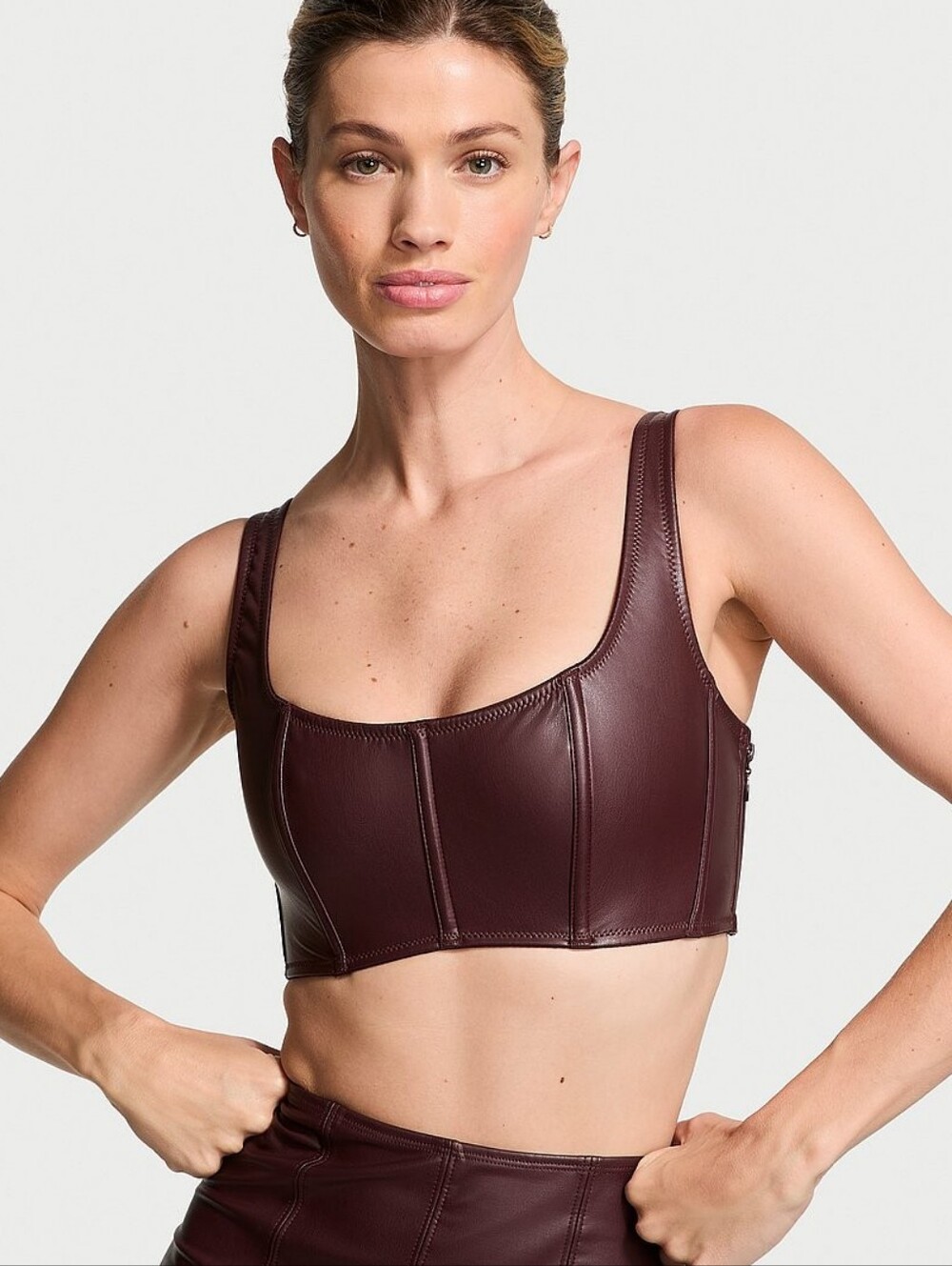 Victoria's Secret Very SexyFaux Leather Mini Corset Top - Burgundy Brown